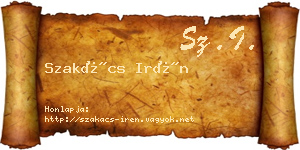 Szakács Irén névjegykártya