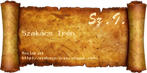 Szakács Irén névjegykártya